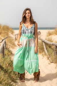 Mono de cintura alta estilo vintage con efecto tie-dye, 100% algodón, transpirable y ecológico para mujer, Top Ventas 2023 - Product Image 2