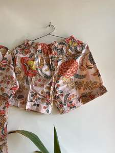 Ensemble short de pyjama en coton imprimé à la main XS vêtements de nuit floraux pour femmes vêtements de nuit confortables et respirants à usage domestique vêtements de nuit Sexy Plus doux - Product Image 2