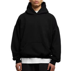 Nueva Sudadera con Capucha Extra Grande de Algodón Grueso de Lujo Estilo Hip Hop, Hombros Caídos, Corte Cuadrado, Lisa, 100% Algodón, Sudadera Corta para Hombre - Product Image 1