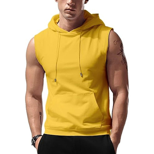 Plus Size Custom LOGO Gym Fitness Sports Hooded <b>Sleeveless</b> Tank Top <b>Men</b> Stylish Hooded Track Workout Training Breathable - Product Image 1