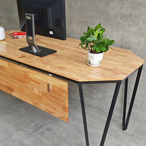 Bureau de direction en chêne en forme de L, style industriel contemporain de luxe BGD68073 - Product Image 4