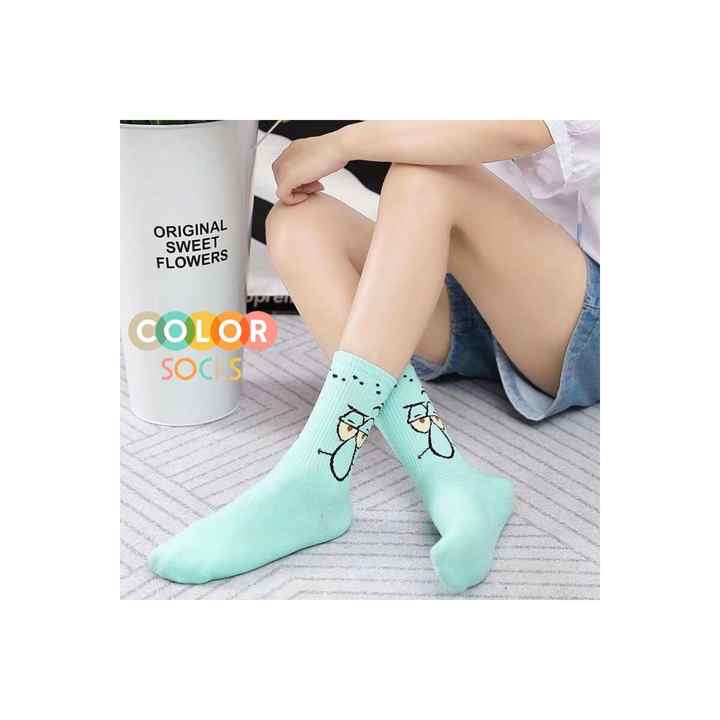 Turquoise Color Cute Character Socks