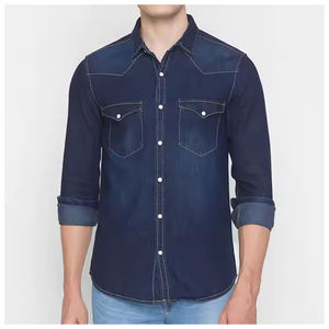 Chemise en jean classique décontractée pour homme, coupe ajustée, 100 % coton, infroissable, respirante, douce, élégante, manches boutonnées, durable, pour tous les jours - Product Image 4