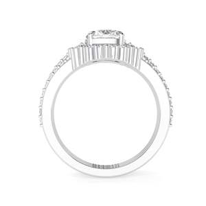 Bague de fiançailles Double Halo en diamant taillé en coeur pour elle - Product Image 4