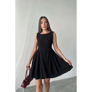 เดรสผ้าลินินสีดำแบบรัดรูป - สีดำ - Product Image 3