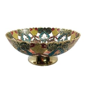 Frutero de latón redondo hecho a mano de alta calidad con grabado de pavo real multicolor y acabado pulido para uso en la cocina - Product Image 3