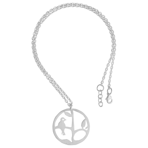 Ensemble collier et boucles d'oreilles en laiton plaqué argent Trensy - Bijoux découpés inspirés de la nature, oiseau sur branche, pour femme - Product Image 2