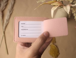 Étiquettes à bagages en cuir véritable avec carte de visite ID Valise en cuir LLT-0016C de voyage - Product Image 6