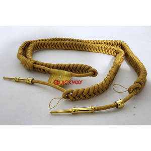 Aiguillette dorée tressée pour cérémonie, cordon d'épaule, accessoire d'uniforme de parade avec embouts métalliques - Product Image 2