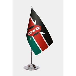 Drapeaux de bureau personnalisés du Kenya imprimés numériquement sur aluminium, polyester ou soie pour l'éducation - Product Image 1