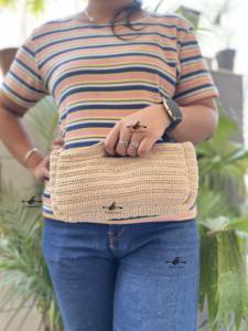 Nouvel arrivage de sacs de paille de plage d'été en crochet sac de collection élégant pour femmes fait main bohème sac carré d'herbe de mer - Product Image 4