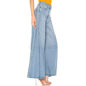 Jeans larges taille haute pour femmes avec poches latérales et tissu en coton léger Jeans larges pour femmes - Product Image 3