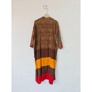 Indien Vintage soie Sari Kimono femmes Robe recyclé vêtements de plage fête Bikini couverture thermique robe de maternité pour les saisons d'été - Product Image 6