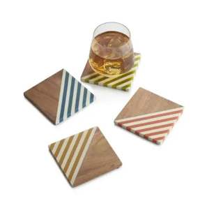 Dessous de verre en bois écologique de la meilleure qualité, tapis de table, sous-verres carrés avec logo privé, napperons en bois - Product Image 5