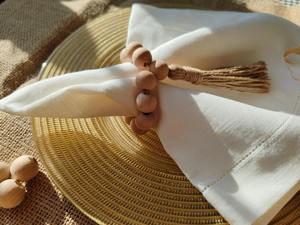 Porta Servilletas de Yute con Cuentas de Diseño, Estilo Encantador para Decoración de Mesa Elegante, Hogar, Comedor, Cocina y Recepción de Invitados, de la India - Product Image 3