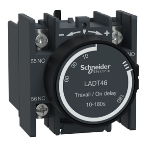 Per SCHNEIDER ELECTRIC LADT46 TeSys D - Blocco contatti ausiliari con temporizzazione 1 NO + 1 NC, terminali a morsetto ad anello, timer - Product Image 1