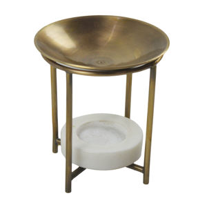 Quemador de incienso de latón antiguo con luz en T de mármol, quemador de resina, decoración interior, vajilla, fragancia Natural de moda, cilantro árabe - Product Image 2