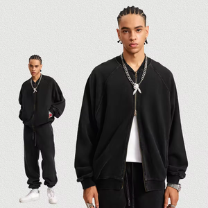 Vente en gros de sweat à capuche vierge délavé vintage personnalisé sweat-shirt à fermeture éclair en coton polaire épaisse et lourde - Product Image 2