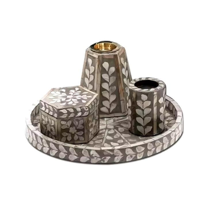 Ensemble de brûleurs d'encens indiens faits à la main de luxe - Diffuseur de Bakhoor et d'Oud en incrustation d'os, tailles personnalisées, utilisation en automne et religieuse - Product Image 5