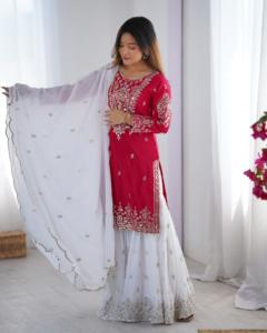 Bộ đồ <span class=keywords><strong>chiffon</strong></span> 3 món |   Áo shalwar kiểu Pakistan dành cho nữ |   Quần áo Ấn Độ Pakistan Váy Anarkali Kurti - Product Image 6