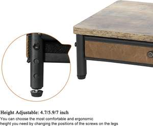 Wood Monitor <b>Stand</b> <b>Riser</b> with Drawer 15.7x9.4 Inch Computer Monitor <b>Stand</b> for <b>Desk</b> 3 Height Adjustable Desktop <b>Stand</b> - Product Image 4