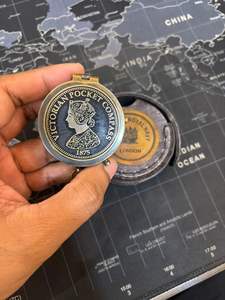 Calendrier de l'année 100 papa je t'aime citation boussole en laiton nautique de qualité supérieure avec chaîne en cuir en cadeau fait main Antique - Product Image 3