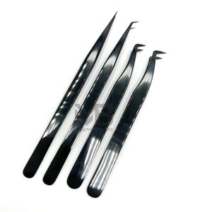 Black Plasma Color Coated Precision Durable <b>Plain</b> Grip Eyelash Extension Tweezers Japanese Stainless Steel Custom Brand Name - Product Image 5