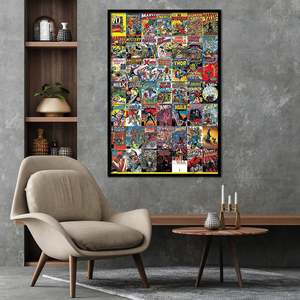 Póster Retro de Marvel Comics, Portadas de Cómics, Estilo de Diseño Moderno, Marco Negro para Pared - Product Image 1