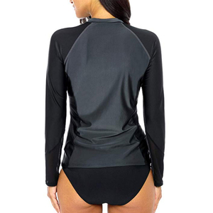 Femmes UPF 50 + manches longues demi-quart fermeture éclair éruption garde maillots de bain personnalisé haut athlétique Rashguard pour les Sports de plage - Product Image 4