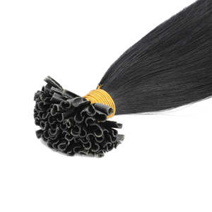 Extensions de cheveux I-Tip à la kératine, 22 pouces, noir de jais 1B, cheveux humains russes Remy - Product Image 4