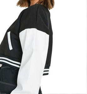 Stylish Ladies Crop Varsity <b>Jackets</b> New Fashion Black White Color 100% Cotton Eco-Friendly Quilted Breathable OEM Serviced - Product Image 3