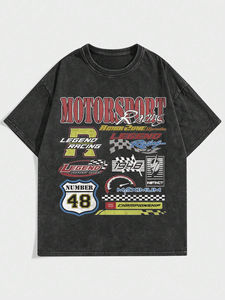 DTF Stone/Acid Wash Custom Printed 100% Cotton Men's T-Shirts-Ropa de verano transpirable y de secado rápido - Product Image 5