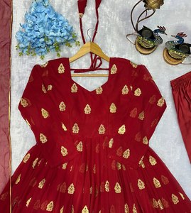 ชุดคลุม Anarkali ชุด Kurti พร้อมกางเกงสำหรับผู้หญิงดีไซน์แบบดั้งเดิมอินเดียสำหรับงานปาร์ตี้เทศกาลงานแต่งงานและกิจกรรมพิเศษ - Product Image 6