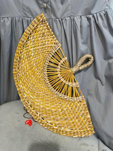 Woven <b>Decorative</b> Hand <b>Fan</b> | Natural Seagrass Palm Leaf <b>Fan</b>, Portable For Tropical Event, Party Or Daily Use. - Product Image 5