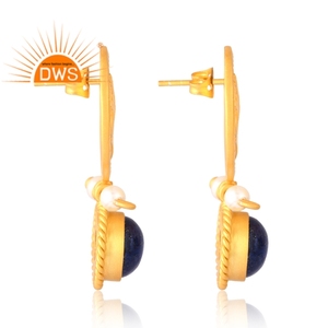 ต่างหูประดับอัญมณีไข่มุกชุบทอง18K ดีไซน์ใหม่ - Product Image 4