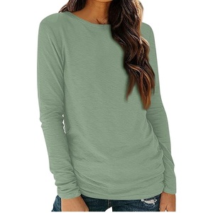 Camisetas de manga larga para mujer, camisetas de manga larga con lavado ácido de gran tamaño, ropa de la mejor calidad - Product Image 1