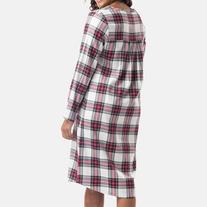<span class=keywords><strong>Camicia</strong></span> da <span class=keywords><strong>Notte</strong></span> Henley in Flanella per Donne, Maniche Lunghe, in <span class=keywords><strong>Cotone</strong></span> di Bambù, Pigiama Organico Femminile - Product Image 2