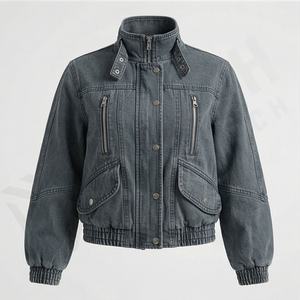 Vestes courtes en jean décontractées populaires pour femmes, vestes en jean pour femmes, vêtements d'extérieur élégants, vêtements de rue tendance, haut de couleur personnalisée - Product Image 1