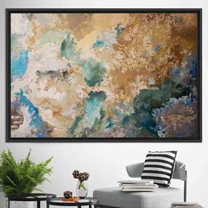 Impression sur toile abstraite marron moderne : Art mural aux tons terreux élégants, toile encadrée noire - Product Image 1