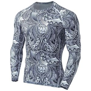 RashGuard hommes à manches longues protection UV MMA Rash Guard t-shirt haute élastique hommes Fitness à manches courtes impression personnalisée Rashguard - Product Image 3