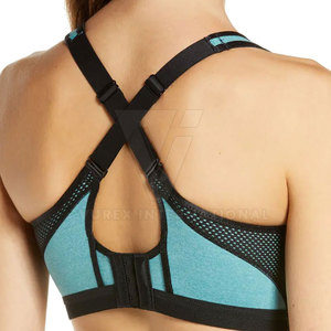 Sujetador deportivo de alta sujeción de Spandex/Nylon al por mayor, ropa deportiva transpirable, diseño personalizado, logotipo frontal, estilo sencillo, servicio OEM en línea - Product Image 5