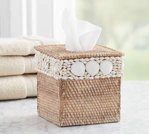 Accessoires de bain en rotin bordé de coquille tressée à la main Meilleur choix de conteneur de salle de bain en rotin du Vietnam - Product Image 3