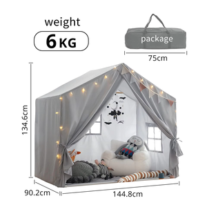 Tentes de lit de taille double Grand château de princesse Pompons Tente de jeu Tente d'intérieur Playhouse pour lit de fille Auvent - Product Image 4