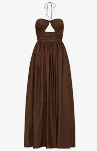 Vestidos de Lino y Algodón para Mujer, Elegantes, sin Espalda, con Aberturas, Casuales, sin Mangas, Ajustados y Plisados - Product Image 6