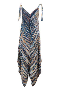 2024 verano nuevo estilo Casual traje con cuello en V chaleco traje de cintura alta pantalones de pierna ancha Tie Dye monos largos de una pieza - Product Image 3