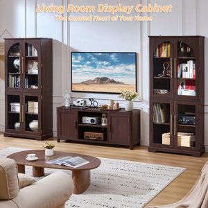 Vitrine de luxe <span class=keywords><strong>en</strong></span> <span class=keywords><strong>bois</strong></span> pour salon, meuble de salon avec portes vitrées, vitrine pour rangement d'objets anciens à domicile DR539 - Product Image 4