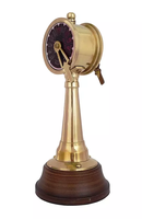 Télégraphe de commande de moteur de bateau en laiton poli, style nautique moderne, 4 pouces, pièce décorative sur base en bois, décoration d'intérieur