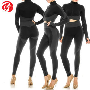 New Comfortable Breathable Full Sleeve <b>Crop</b> <b>Top</b> Gym Clothes Active Wears Breathable Plus Size Women's Sets from Pakistan - Product Image 6