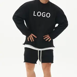 Vêtements de sport unisexes en coton 100% écologique, taille plus, avec logo personnalisé imprimé, ensembles de sweat-shirts et shorts pour femmes et hommes - Product Image 1