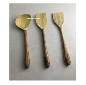 Cuillère à main en bois de qualité supérieure meilleur style articles de maison et de cuisine mélange de salade ensemble de serveurs en bois vente la plus chaude - Product Image 2